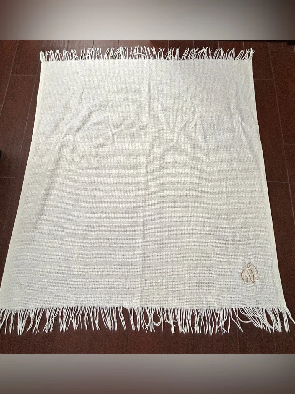 Faribault Cream Wool-Blend Throw Blanket